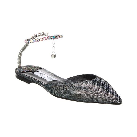 Jimmy Choo Saeda Suede Flat Silver